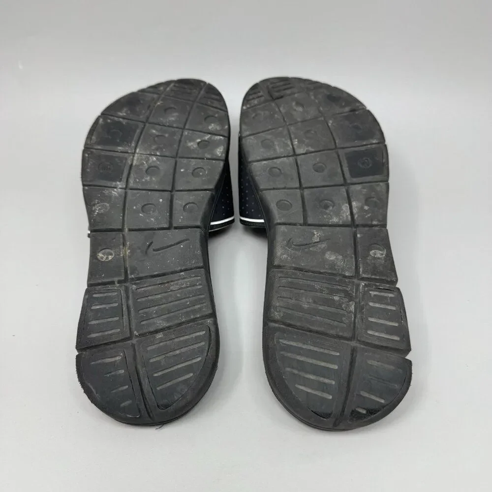 Nike Comfort Slip On Strap Slide Memory Foam Shoes Black White Womens Size 9